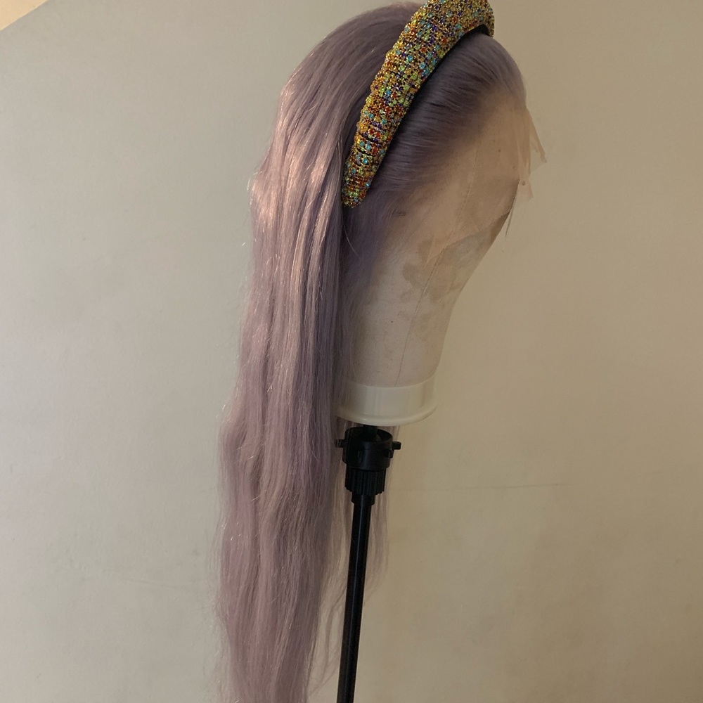 Quiet storm. 26in lace front Grey wig.